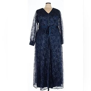 Unique Vintage 4x 22/24 Long Elegant Navy Occasion Maxi Dress